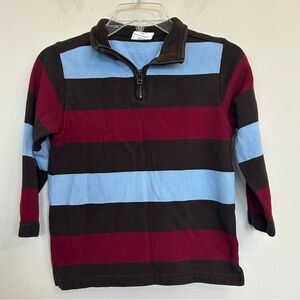 517.  Crazy 8 boys Red, Blue, and Brown Striped Kids 1/4 zip pullover Sweatshirt